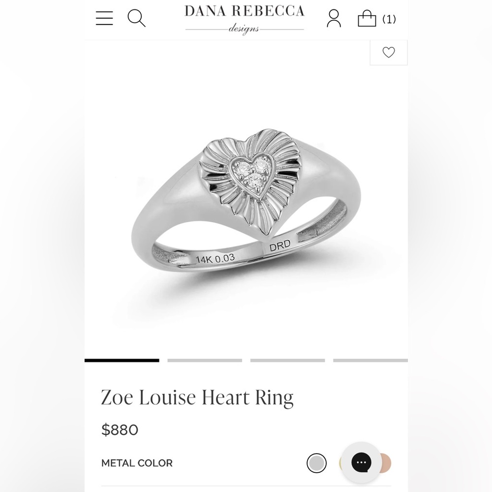 Dana Rebecca Zoe Louise heart ring